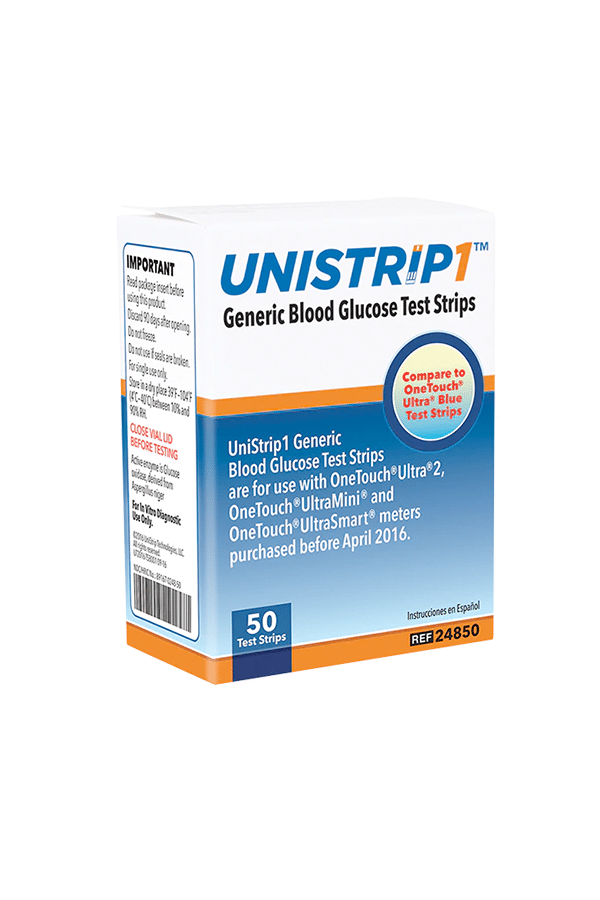Unistrip blood glucose test strips box of 50