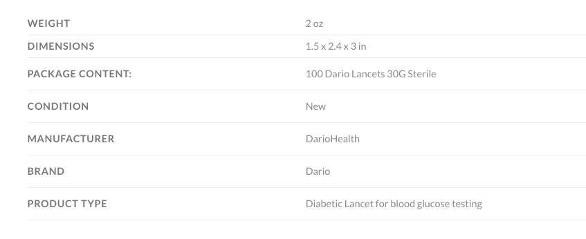 Dario Lancet specifications