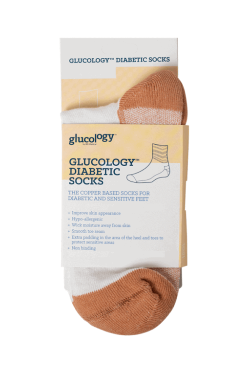 Glucology diabetic socks white pack single