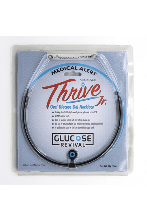 Thrive Jr glucose gel and medical id necklace