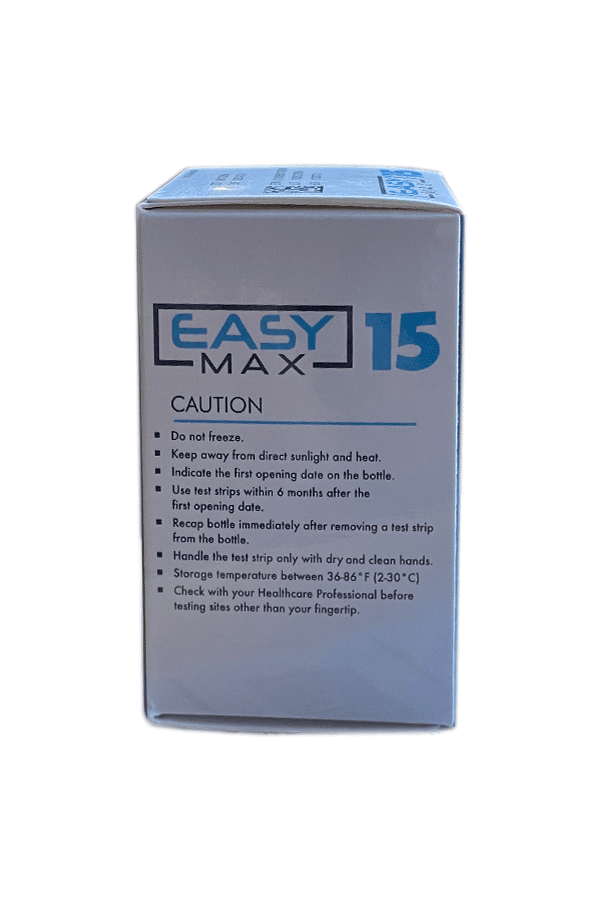 EasyMax 15 test strips caution