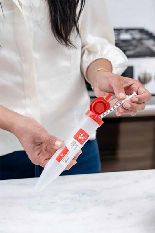 MIRTOUCH Portable Sharps Container Single Use For Syringes, Needles