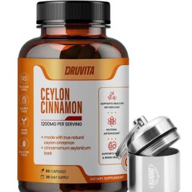 Druvita Ceylon Cinnamon Dietary Supplement 60 Capsules 1200MG All Natural & Organic