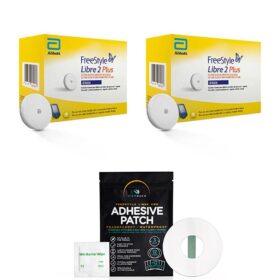 FreeStyle Libre 2 PLUS Sensor 2 Pack 30 DAY WEAR + Free MirTouch Adhesive Patch 12ct.