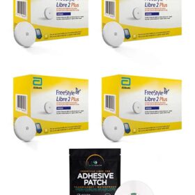 FreeStyle Libre 2 PLUS Sensor 4 Pack 60 DAY WEAR + Free MirTouch Adhesive Patch 12ct.