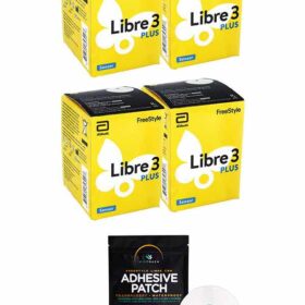 FreeStyle Libre 3 PLUS Sensor 4 Pack 60 DAY WEAR + Free MirTouch Adhesive Patch 12ct.